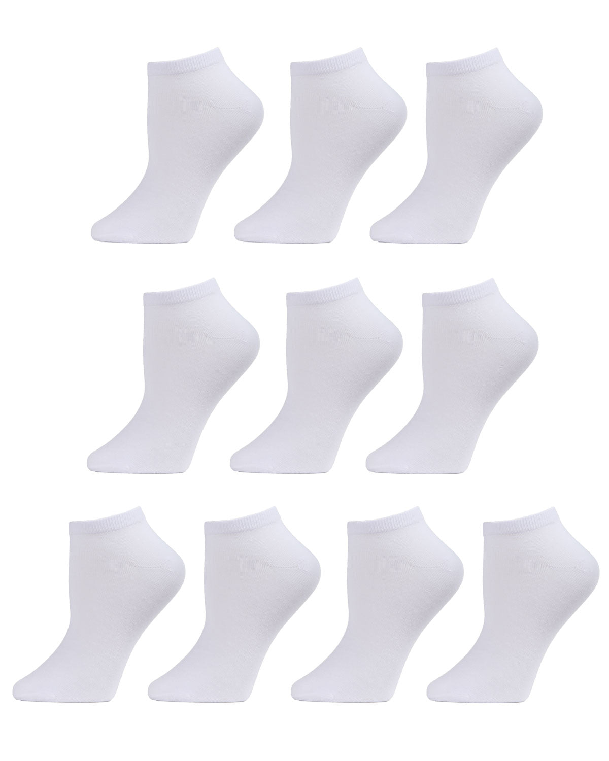 Women's 10 Pair Pack Basic Solid Low Cut Socks : Color: White