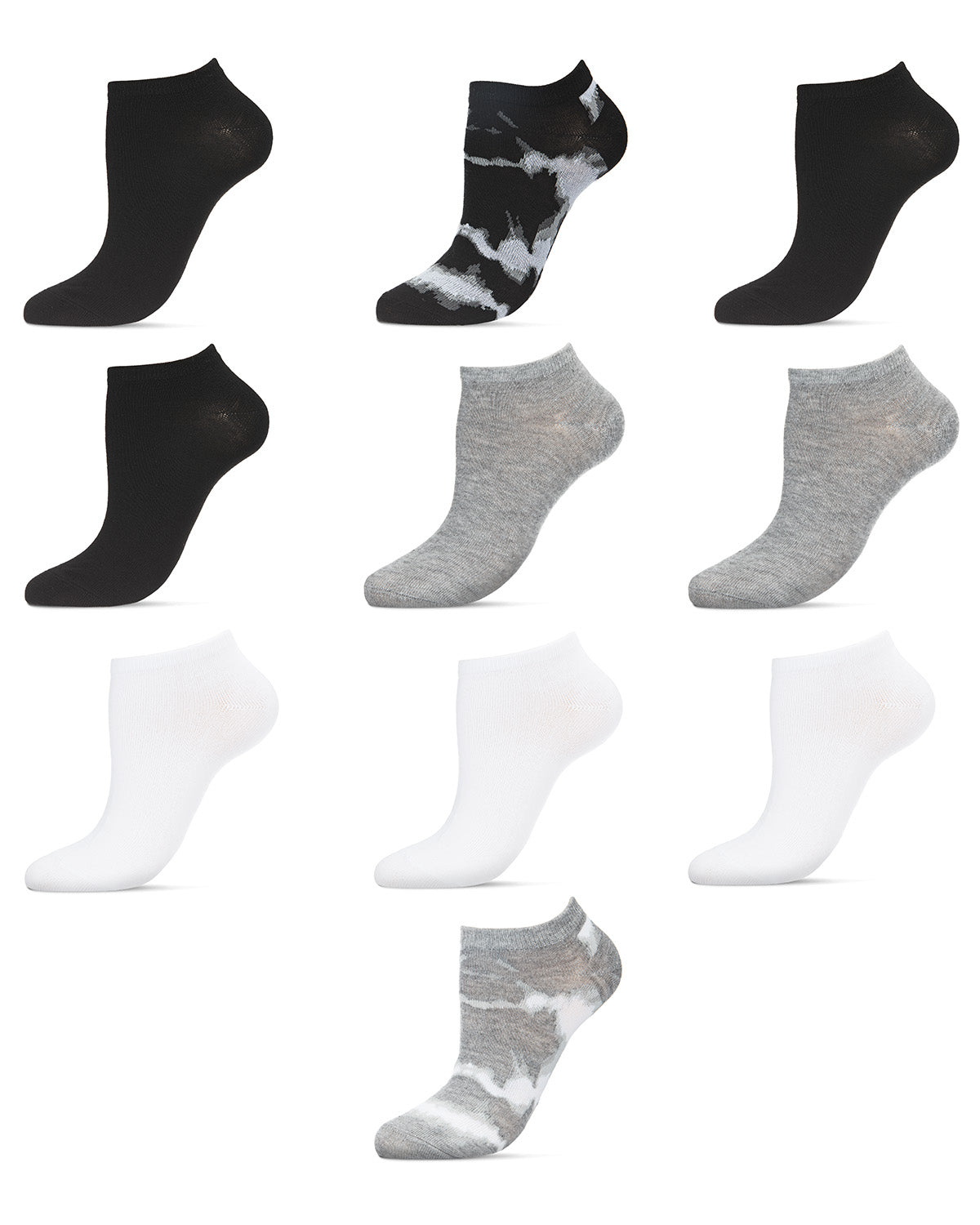 Women's 10 Pair Pack Tie Dye/Solid Low Cut Socks : Color: Black
