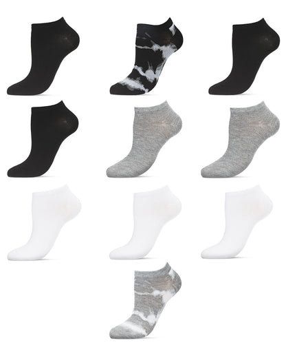 Women's 10 Pair Pack Tie Dye/Solid Low Cut Socks : Color: Black