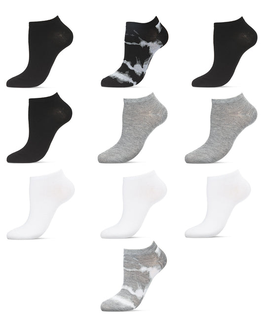 Women's 10 Pair Pack Tie Dye/Solid Low Cut Socks : Color: Black