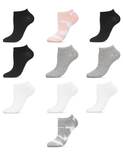 Women's 10 Pair Pack Tie Dye/Solid Low Cut Socks : Color: Blush