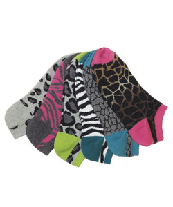 MeMoi Assorted Low-Cut Animal Print Socks 6-Pack