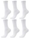 Women's 6-Pack Flat Knit Athletic Sports Crew Socks : Color: White/White/White