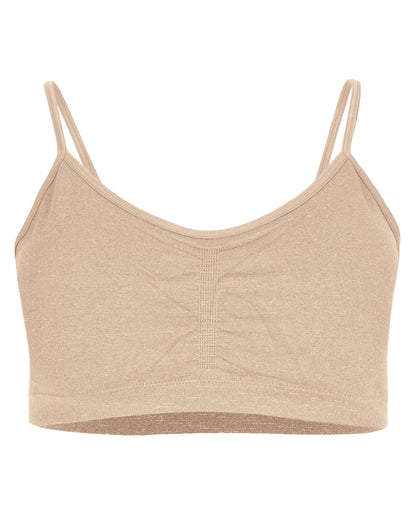 Girls' 2 Pair Pack Gathered Front Cup Training Bra : Color: Beige