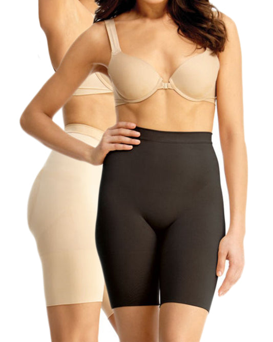 Women's 2 Pair Pack Extra High-Waist Bonded Thigh Shapers : Color: Nude/Black
