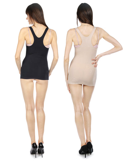 Women's 2 Pack Nylon Braless Racerback Tank : Color: Nude Black