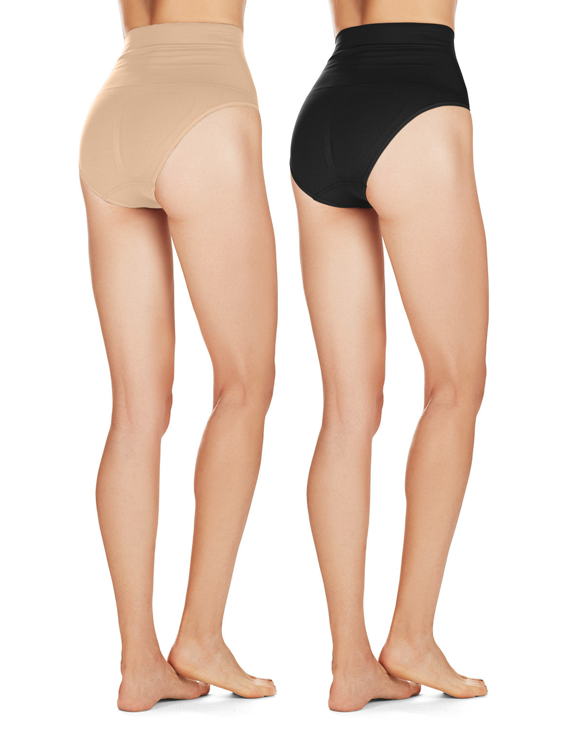 Women's Bodysmoothers 2 Pair Pack High-Waist Sculpting Brief : Color: Nude-Black