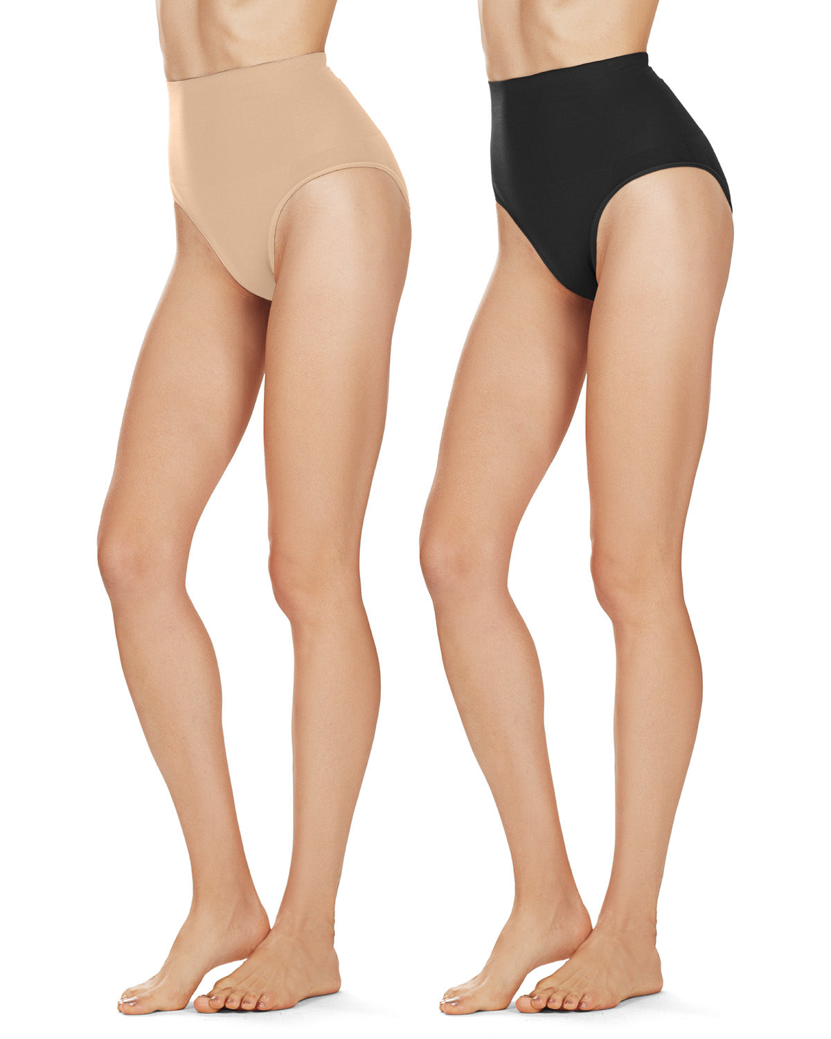 Women's Bodysmoothers 2 Pair Pack High-Waist Sculpting Brief : Color: Nude-Black