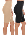 High-Waisted Sculpted Thigh Shapers 2-Pack : Color: Nude-Black