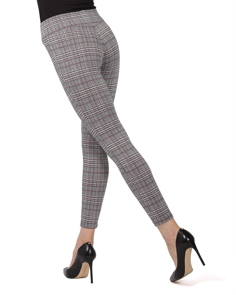 Women's Two Tone Houndstooth Plaid Legging Pants (Black) - Wholesale 