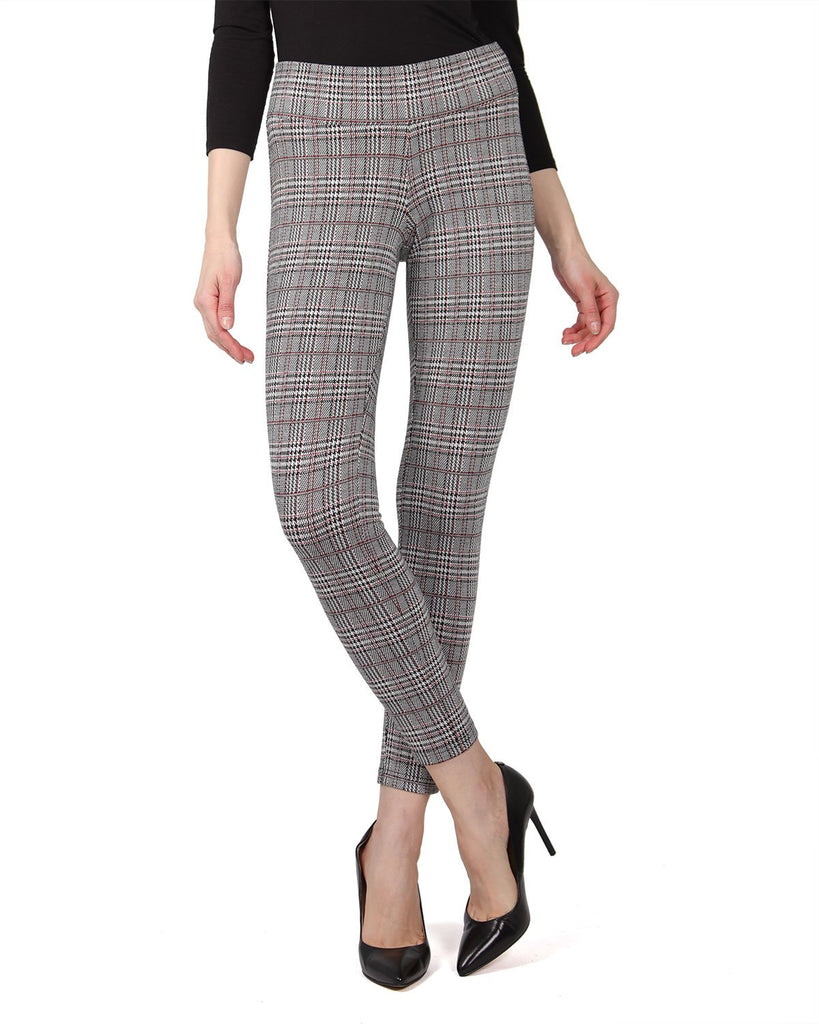 Buy MYOURSA Women's Plaid Dress Pants Skinny Business Casual Stretchy Work Leggings  Pants with Pockets, Grey White Plaid, Large at Amazon.in