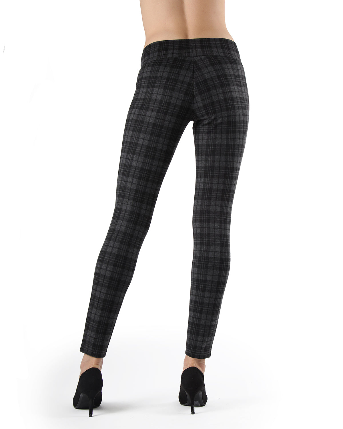 Evanesce Plaid Shaping Leggings : Color: Dark Gray Heather