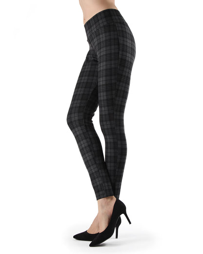 Evanesce Plaid Shaping Leggings : Color: Dark Gray Heather
