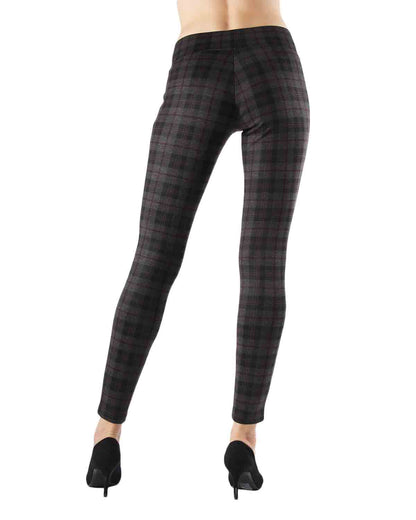 Contempo Plaid Shaping Leggings : Color: Dark Gray Heather
