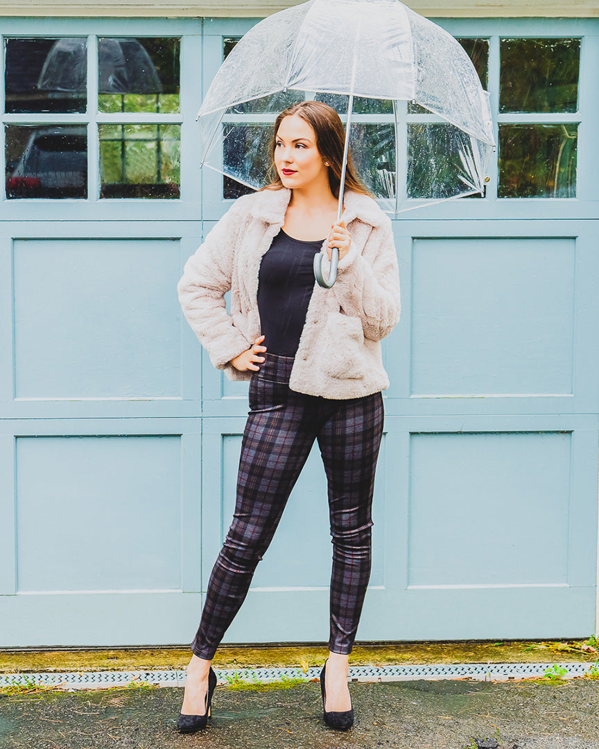 Women's Geo Plaid Shaping Leggings : Color: Navy