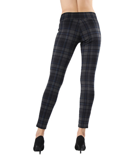 Women's Geo Plaid Shaping Leggings : Color: Navy