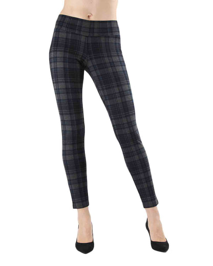 Women's Geo Plaid Shaping Leggings : Color: Navy