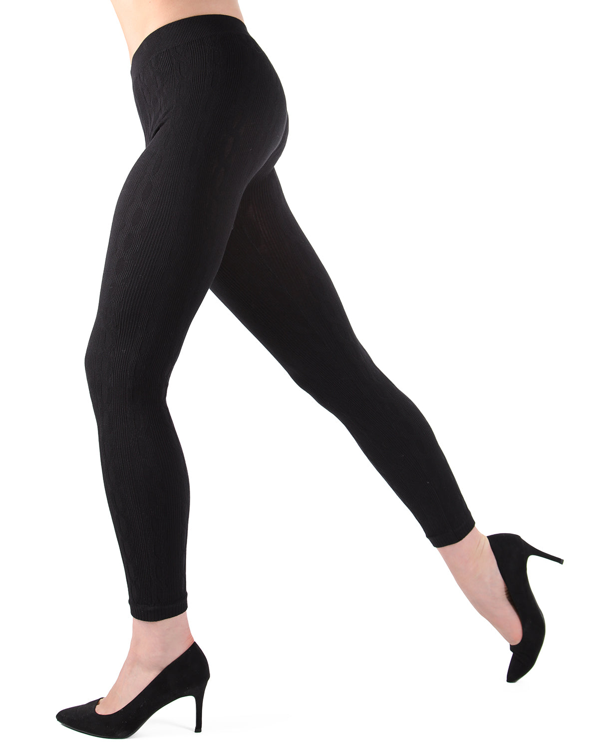 Women's 3D Cable Shaping Leggings : Color: Black