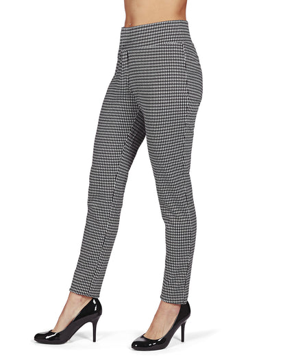 Slim Houndstooth Shaping Leggings : Color: Black