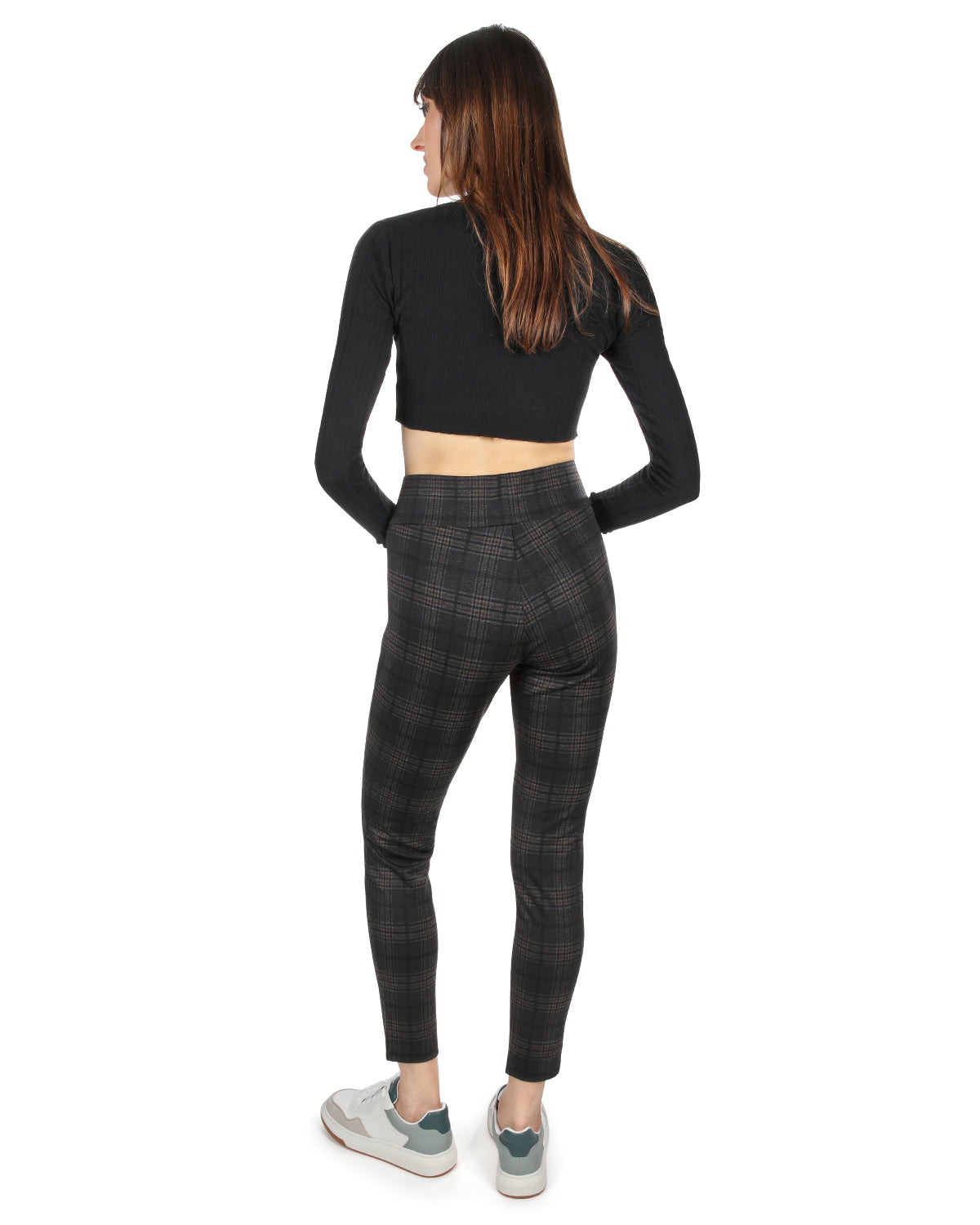 Women's Plaid Shaping Leggings : Color: Black