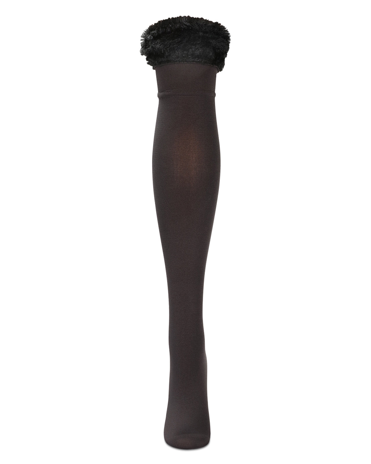 Women's Plush Lined Furry Fleece Knee High Socks : Color: Black