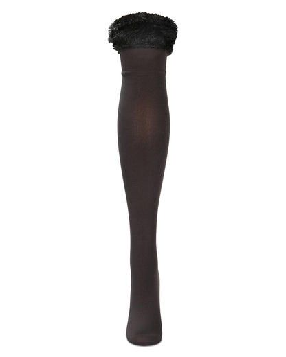 Women's Plush Lined Furry Fleece Knee High Socks : Color: Black
