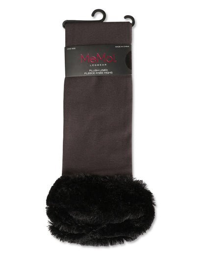 Women's Plush Lined Furry Fleece Knee High Socks : Color: Black