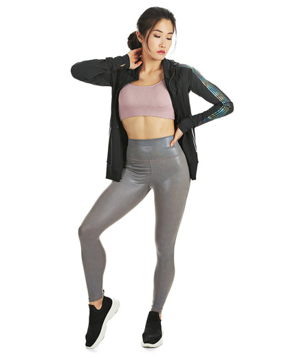 Lightweight Reflective Rainbow Zip-Up Athletic Jacket : Color: Black