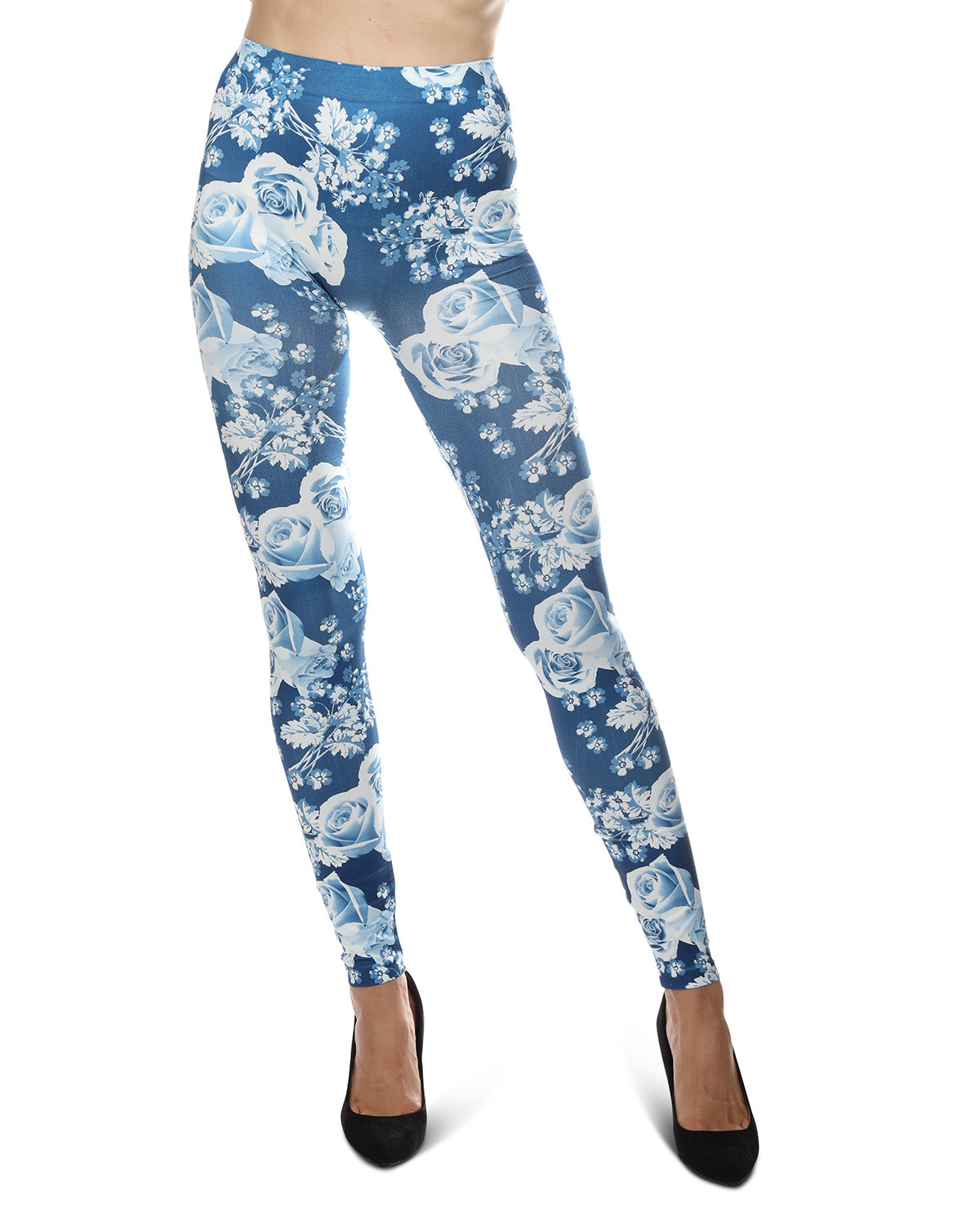 Women's Vintage Floral Leggings : Color: Navy