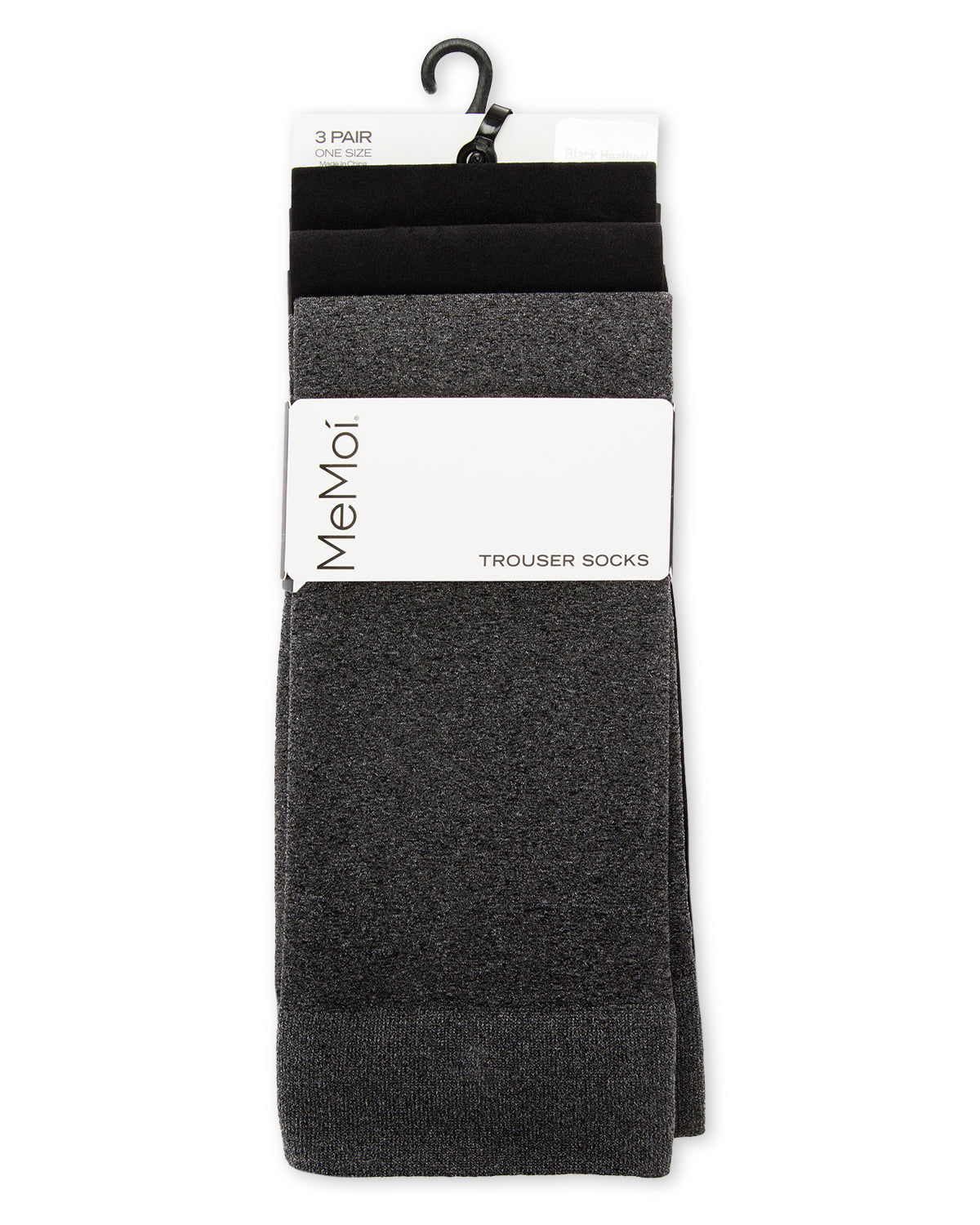 Heather/Solid 3 Pair Trouser Socks : Color: Black Heather-Black-Black