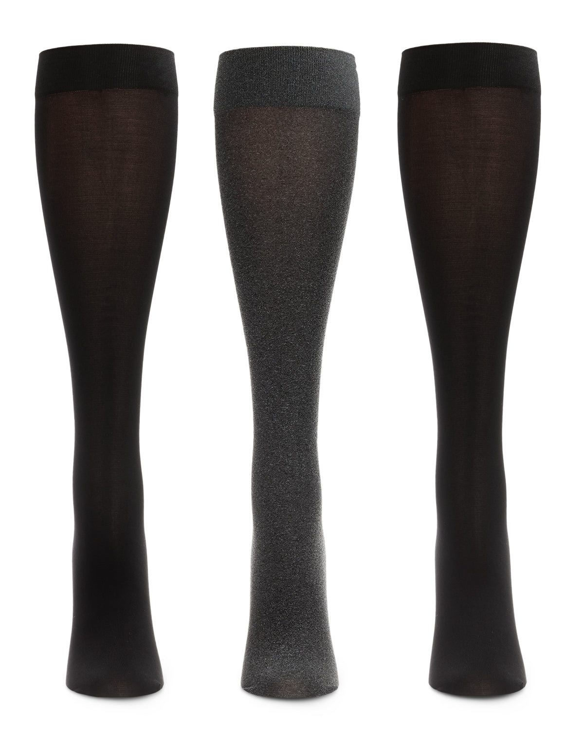 Heather/Solid 3 Pair Trouser Socks : Color: Black Heather-Black-Black