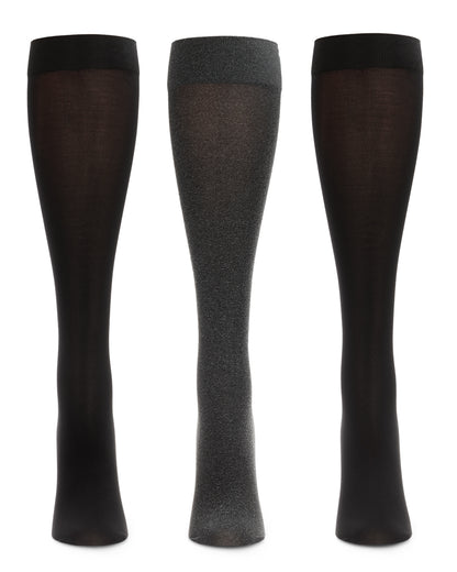 Heather/Solid 3 Pair Trouser Socks : Color: Black Heather-Black-Black