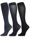 Heather/Solid 3 Pair Trouser Socks : Color: Navy Heather-Navy-Black