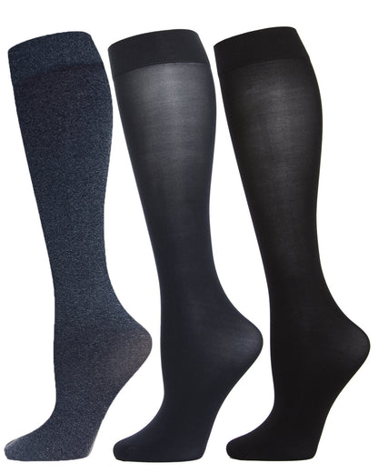 Heather/Solid 3 Pair Trouser Socks : Color: Navy Heather-Navy-Black