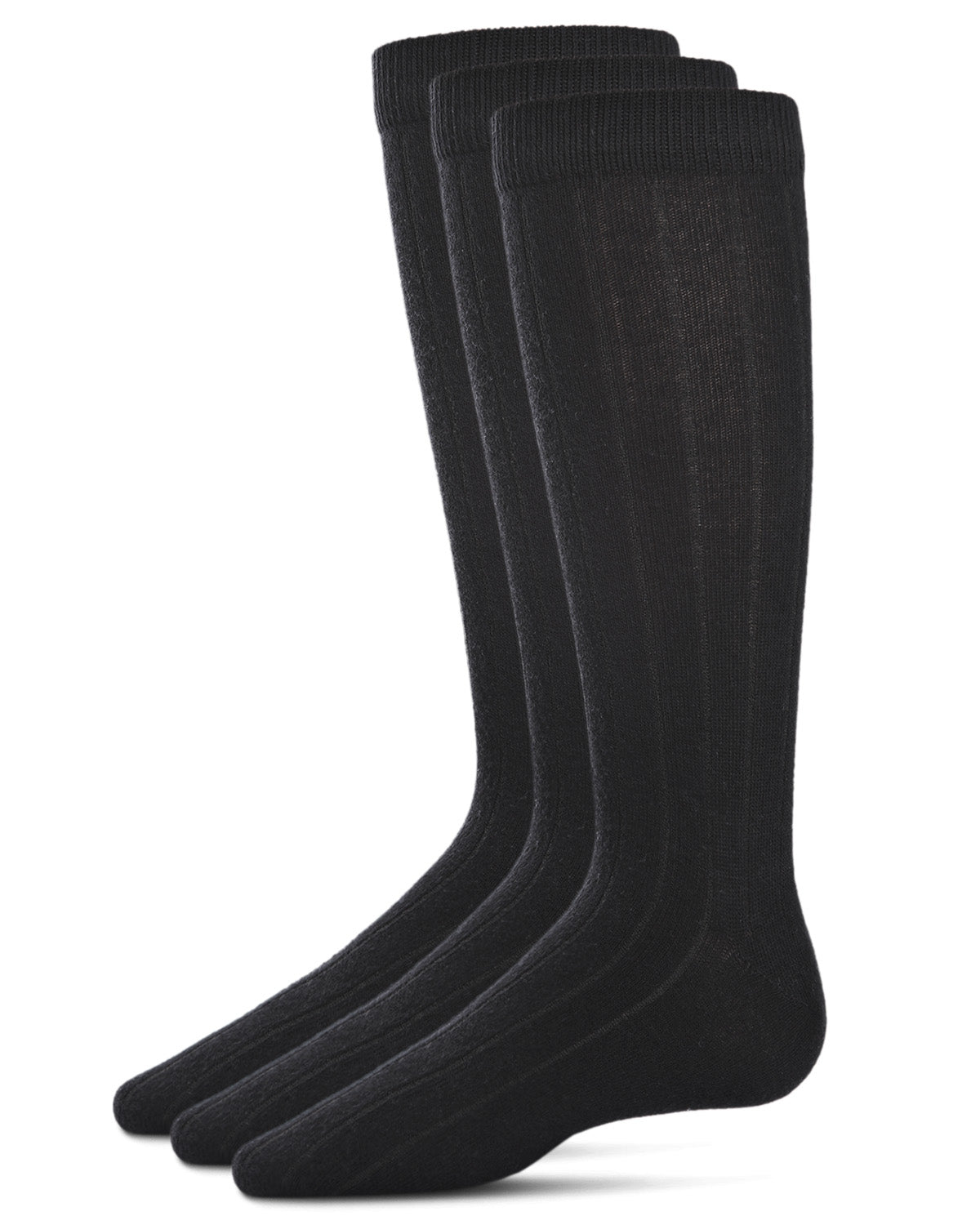 Boys' 3 Pair Pack Flat Crew Socks : Color: Black