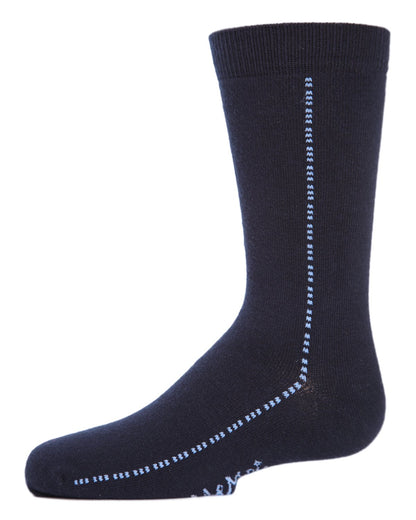 Boys' Dots On Down Mercerized Cotton Crew Socks : Color: Navy