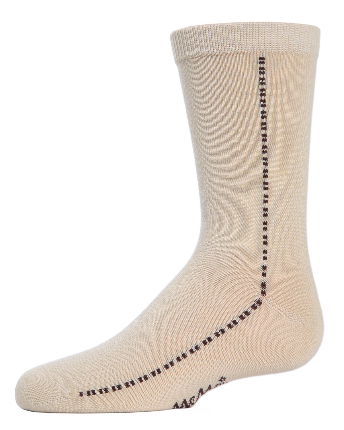 Boys' Dots On Down Mercerized Cotton Crew Socks : Color: Tan