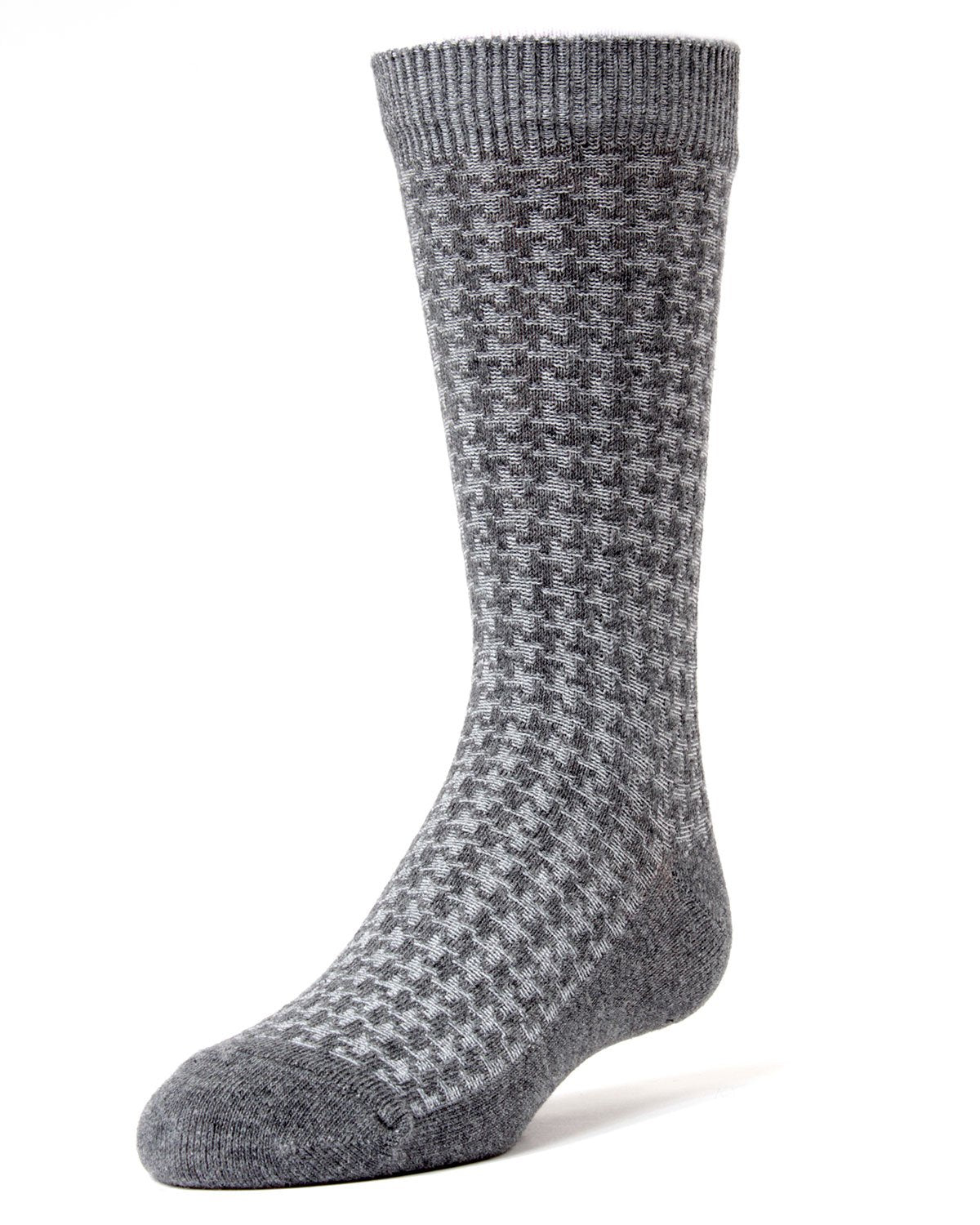 Boys' Houndstooth Mercerized Cotton Dress Socks : Color: Charcoal