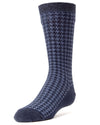 Boys' Houndstooth Mercerized Cotton Dress Socks : Color: Navy