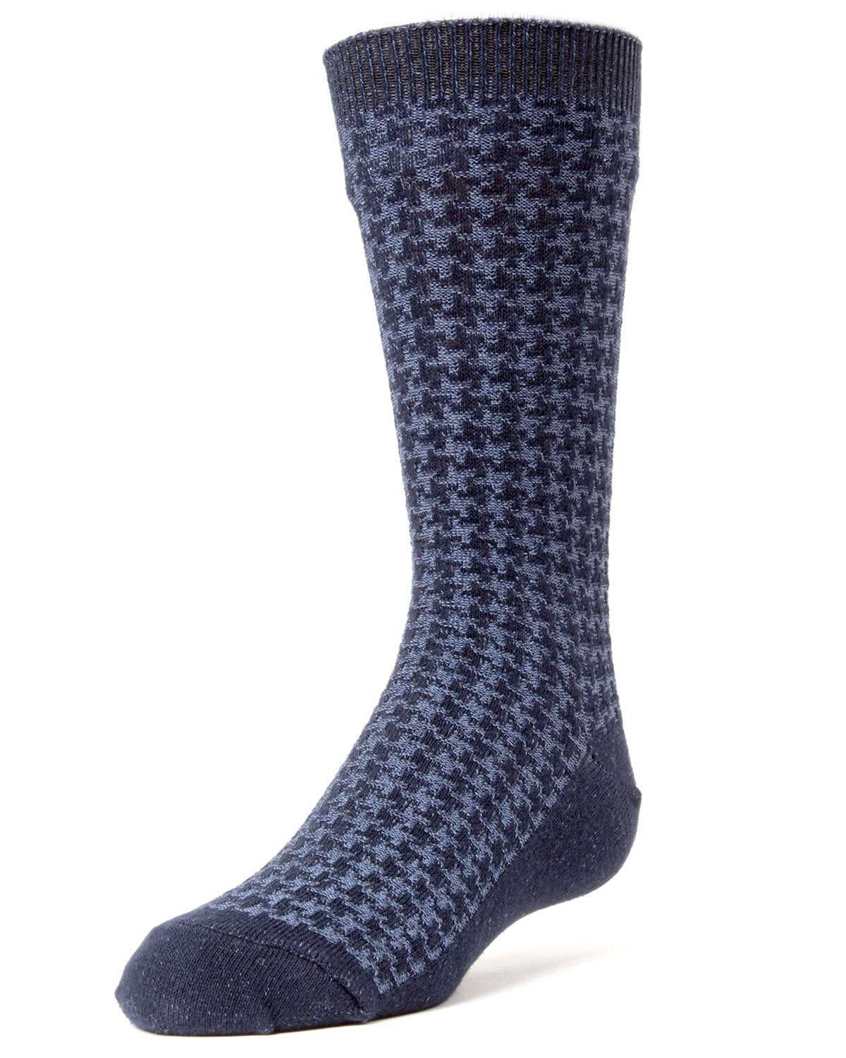 Boys' Houndstooth Mercerized Cotton Dress Socks : Color: Navy