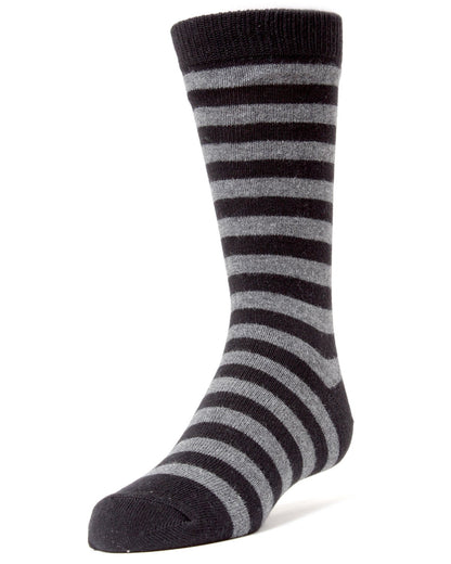 Two Color Striped Boys Cotton Blend Dress Socks : Color: Black