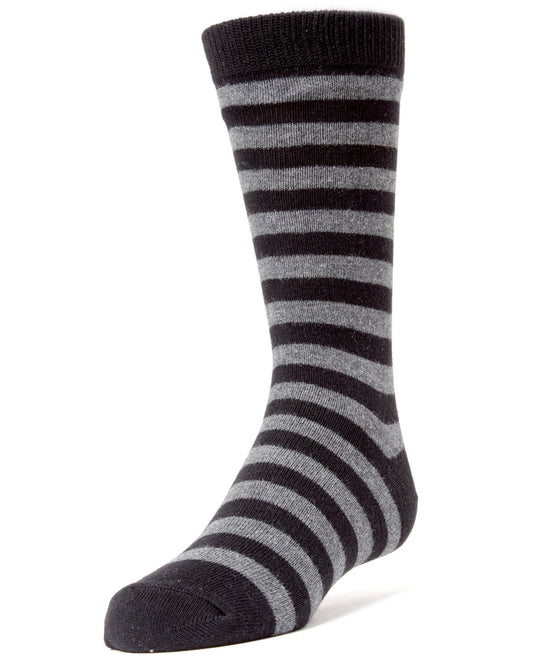Two Color Striped Boys Cotton Blend Dress Socks : Color: Black