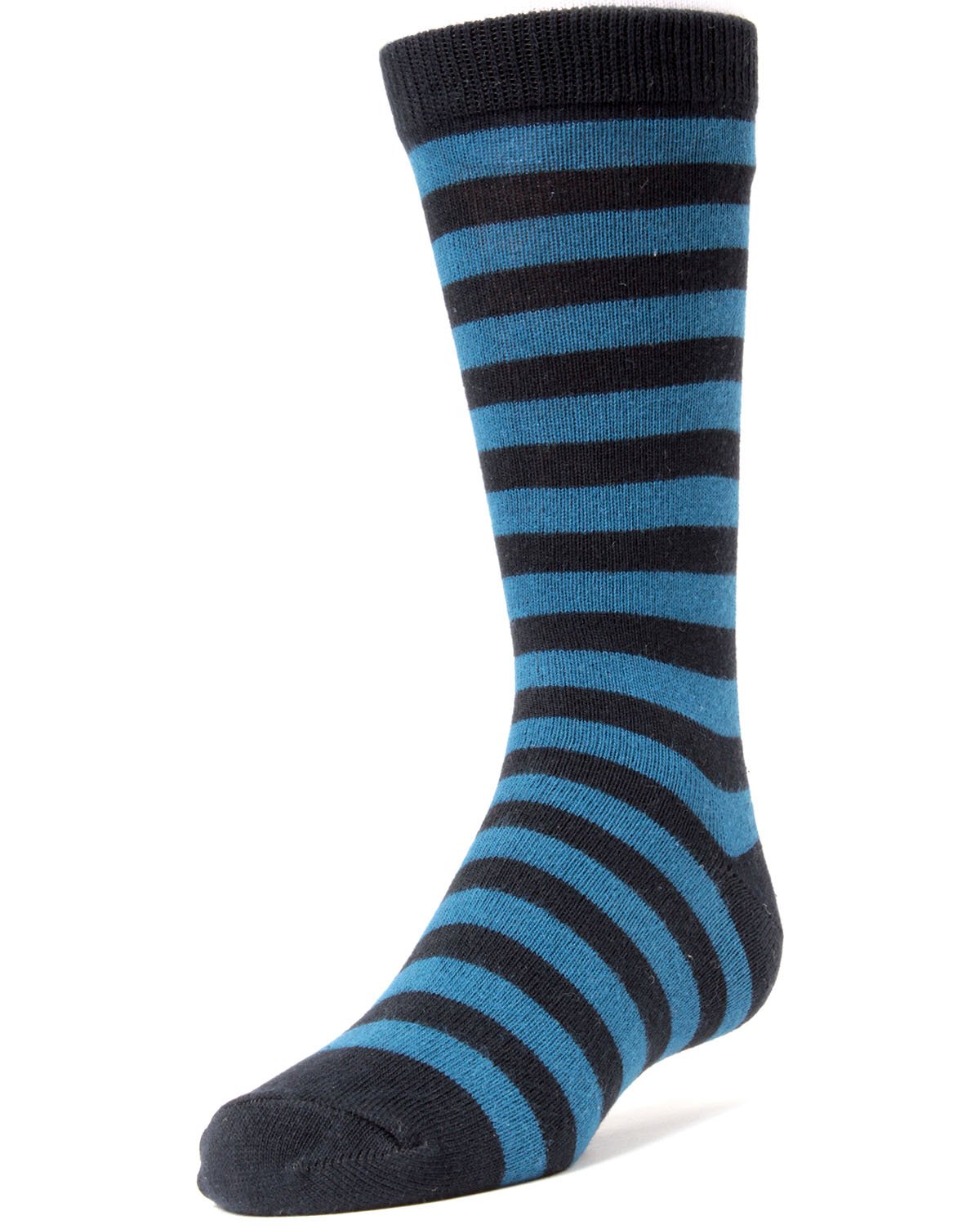 Two Color Striped Boys Cotton Blend Dress Socks : Color: Navy