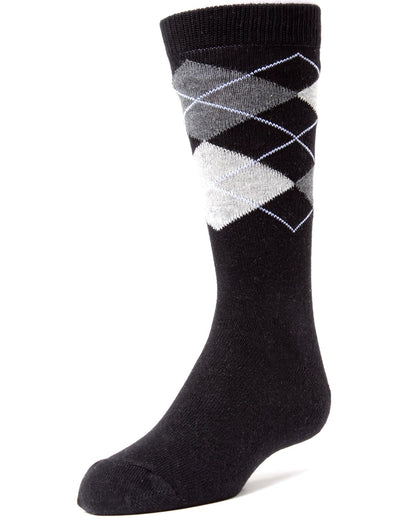 Prim and Preppy Boys Cotton Blend Argyle Socks : Color: Black