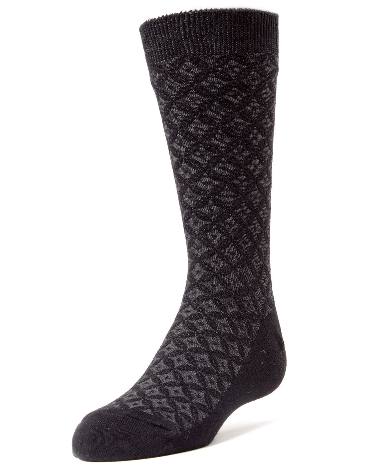 Diamonds and Dots Boys Dress Cotton Blend Crew Socks : Color: Black