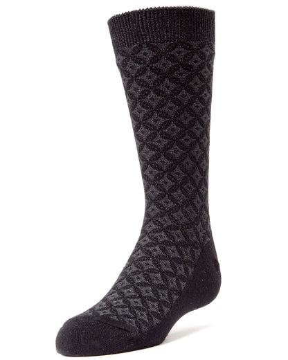 Diamonds and Dots Boys Dress Cotton Blend Crew Socks : Color: Black