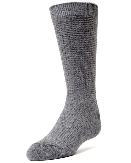 Diamond Textured Boys Cotton Rich Dress Crew Socks : Color: Charcoal