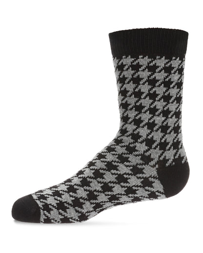 Boys' Houndstooth Crew Socks : Color: Black