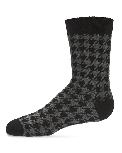 Boys' Houndstooth Crew Socks : Color: Black