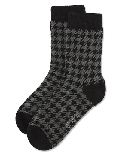 Boys' Houndstooth Crew Socks : Color: Black